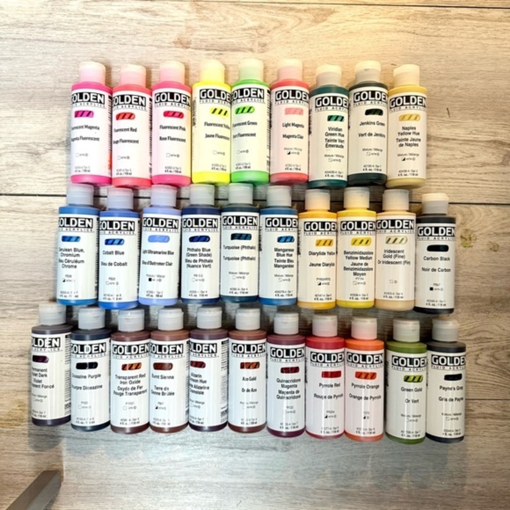 30 Golden Fluid Acrylic Paint Bottles- Brand NEW